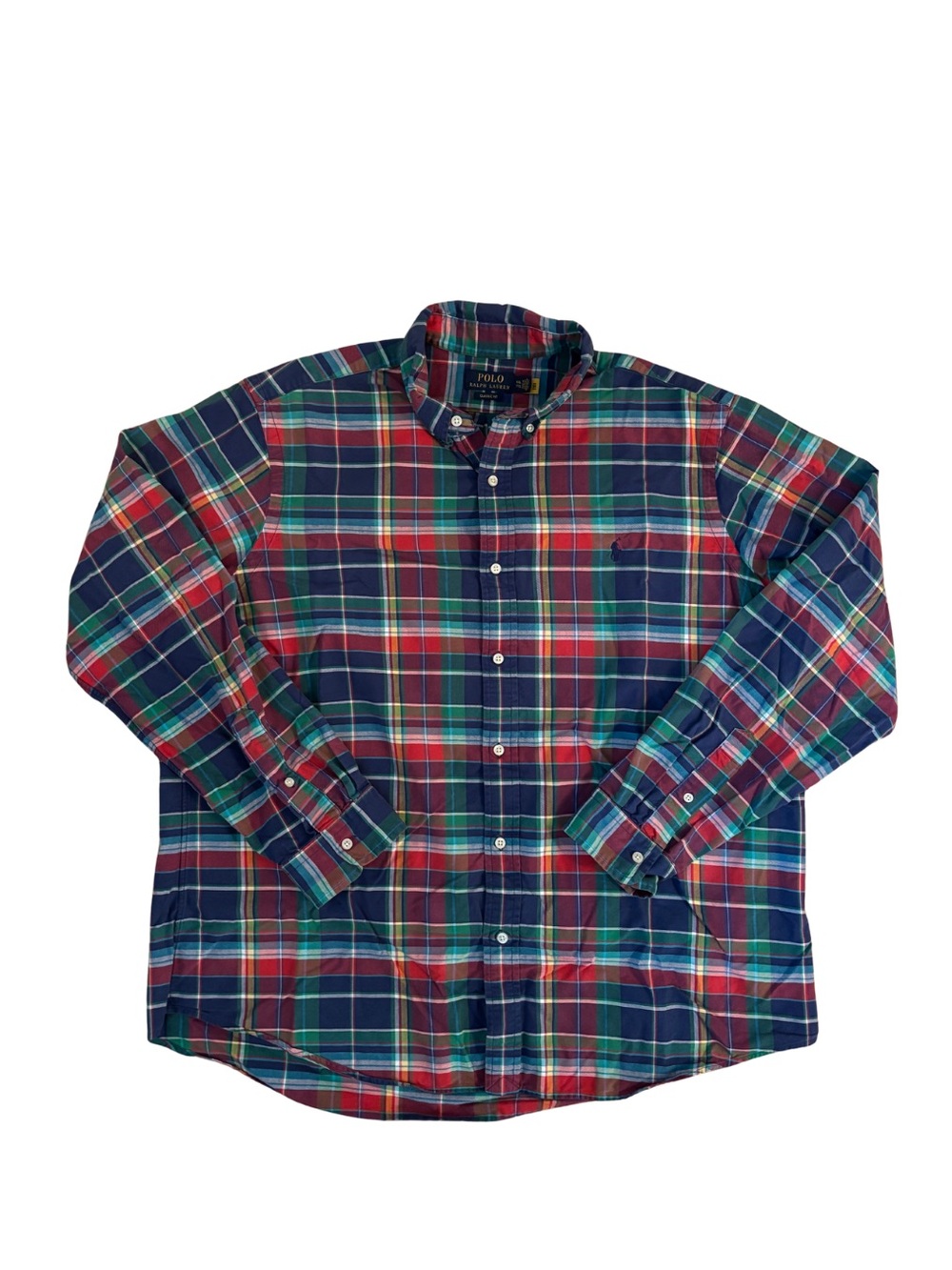 Polo by Ralph Lauren Men's Red & Navy Plaid Madras Button-Down Shirt